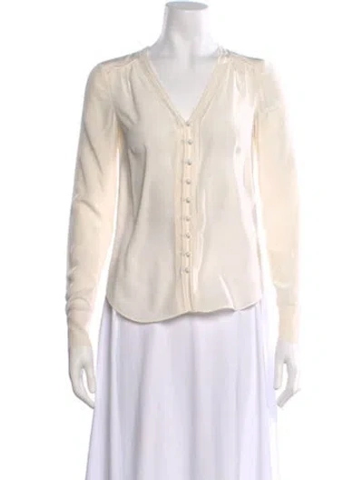 Pre-owned Veronica Beard Silk V-neck Blouse In Neutral