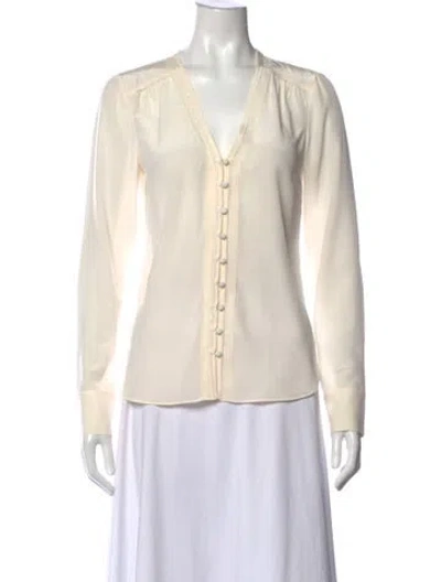 Pre-owned Veronica Beard Silk V-neck Blouse In Neutrals