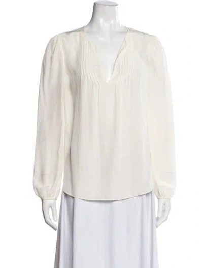 Pre-owned Veronica Beard Silk V-neck Blouse In Neutrals