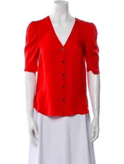 Pre-owned Veronica Beard Silk V-neck Blouse In Orange