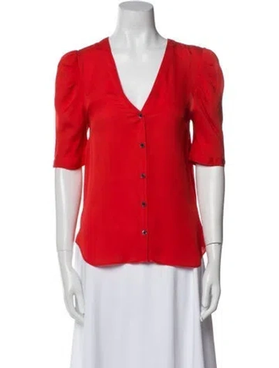 Pre-owned Veronica Beard Silk V-neck Blouse In Orange