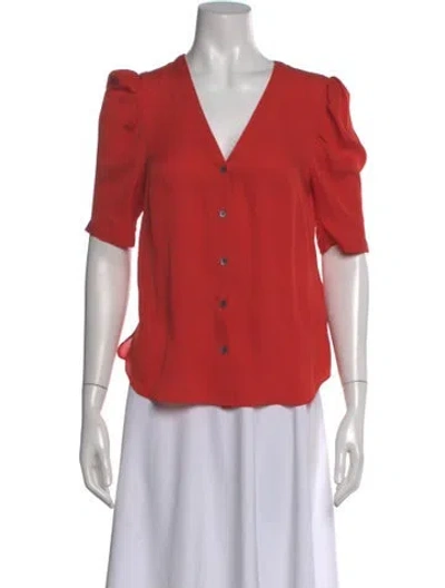 Pre-owned Veronica Beard Silk V-neck Blouse In Orange