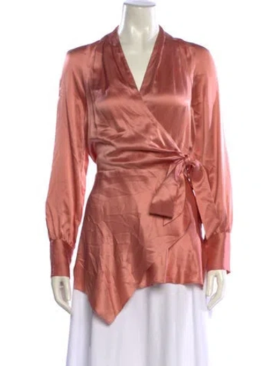 Pre-owned Veronica Beard Silk V-neck Blouse In Pink