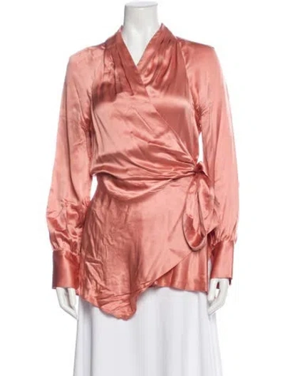Pre-owned Veronica Beard Silk V-neck Blouse In Pink
