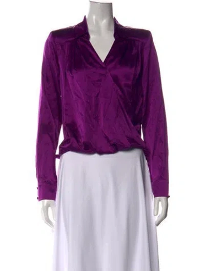 Pre-owned Veronica Beard Silk V-neck Blouse In Purple