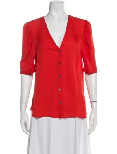 Pre-owned Veronica Beard Silk V-neck Blouse In Red
