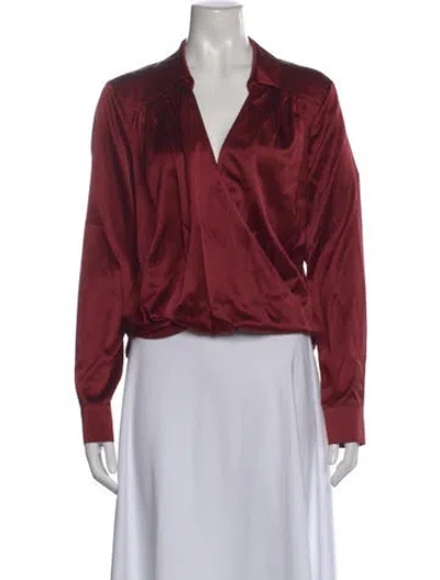 Pre-owned Veronica Beard Silk V-neck Blouse In Red