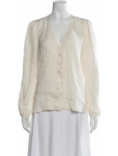 Pre-owned Veronica Beard Silk V-neck Blouse W/ Tags In Neutral