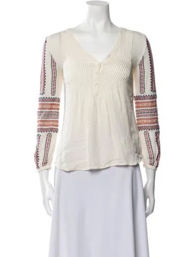 Pre-owned Veronica Beard Silk V-neck Blouse In White