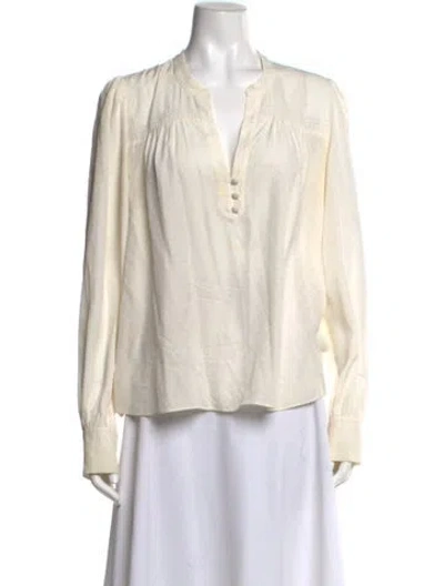 Pre-owned Veronica Beard Silk V-neck Blouse In White