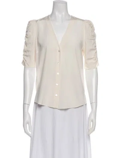 Pre-owned Veronica Beard Silk V-neck Blouse In White
