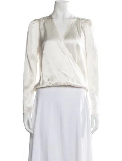 Pre-owned Veronica Beard Silk V-neck Blouse In White