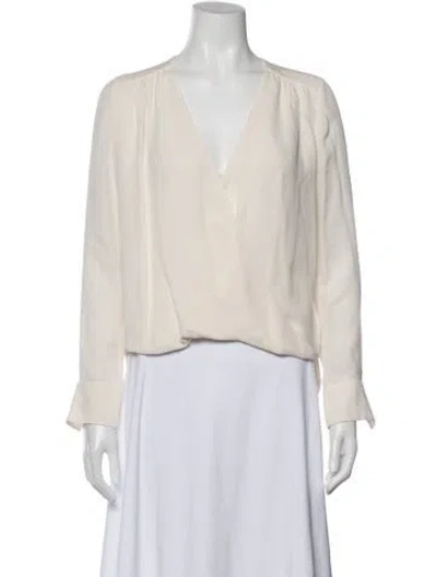 Pre-owned Veronica Beard Silk V-neck Blouse In White
