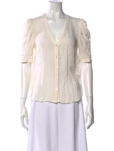 Pre-owned Veronica Beard Silk V-neck Blouse In White