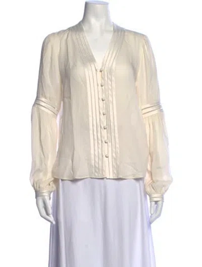Pre-owned Veronica Beard Silk V-neck Blouse In White