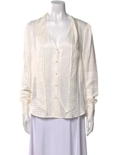 Pre-owned Veronica Beard Silk V-neck Button-up Top W/ Tags In White