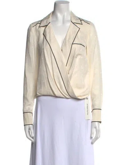 Pre-owned Veronica Beard Silk V-neck Crop Top In Neutral