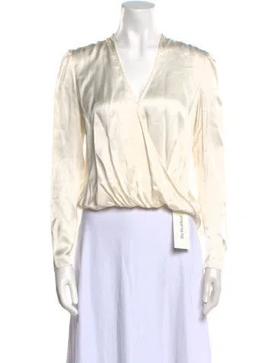 Pre-owned Veronica Beard Silk V-neck Crop Top In White