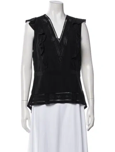 Pre-owned Veronica Beard Silk V-neck Top In Black