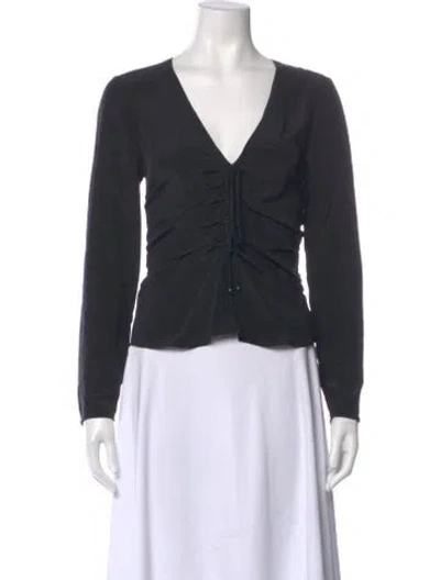Pre-owned Veronica Beard Silk V-neck Top In Black