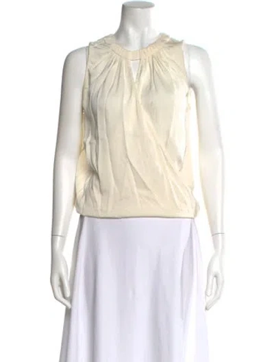 Pre-owned Veronica Beard Silk V-neck Top In Neutral