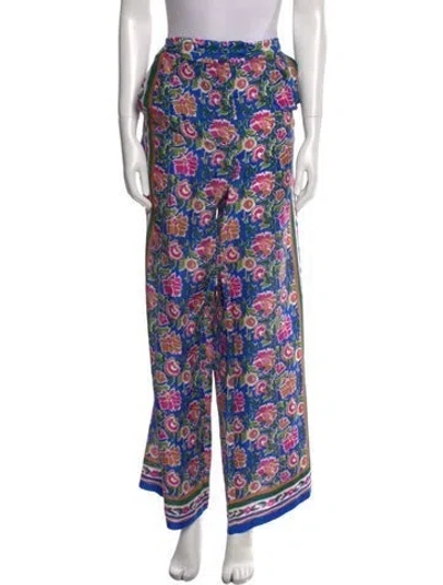 Pre-owned Veronica Beard Silk Wide Leg Pants In Blue