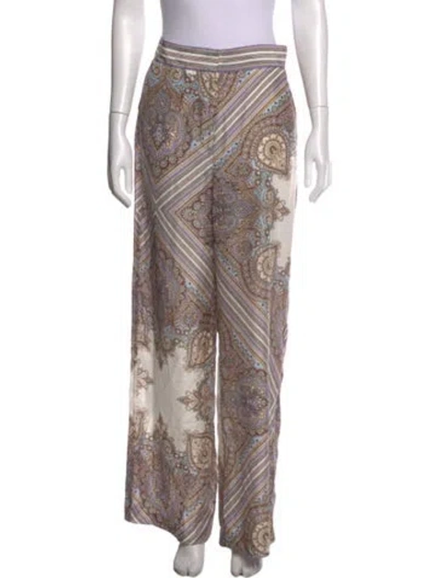 Pre-owned Veronica Beard Silk Wide Leg Pants In Neutral