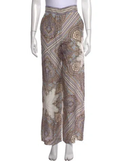 Pre-owned Veronica Beard Silk Wide Leg Pants In Neutrals