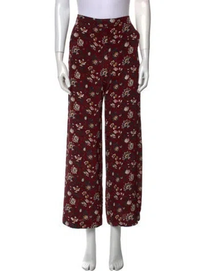 Pre-owned Veronica Beard Silk Wide Leg Pants In Red