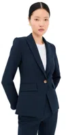 Veronica Beard Howard Single-breasted Belted Cotton Blazer In Blue