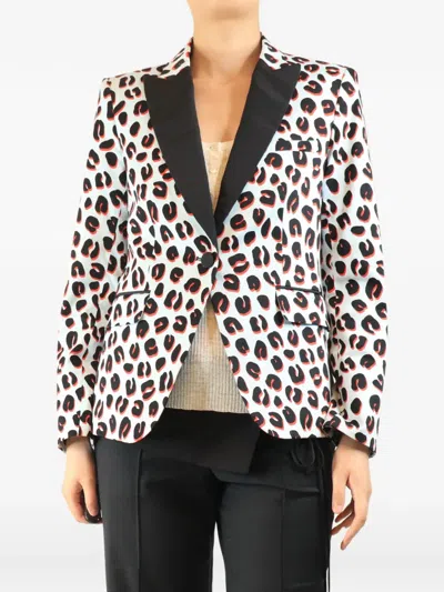 Pre-owned Veronica Beard Single-breasted Leopard-print Cotton Blazer In Blue