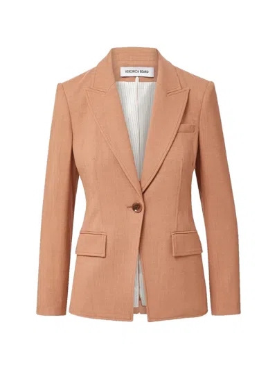 Veronica Beard Single-breasted Linen-texture Blazer In Orange
