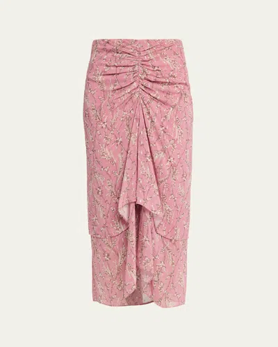 Veronica Beard Sira Ruffled Floral-print Metallic Maxi Skirt In Multi