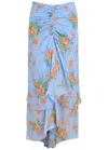 Veronica Beard Sira Ruched Floral-print Silk-chiffon Maxi Skirt In Multicoloured