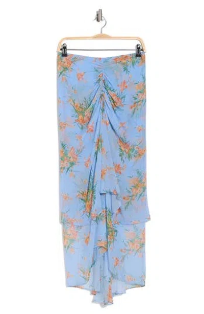 Veronica Beard Sira Floral Ruffle Silk High-low Skirt