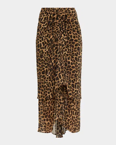 Veronica Beard Sira Leopard High-low Skirt In Multi