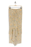 Veronica Beard Sira Ruffle Ruched Silk Tulip Skirt In Blue/yellow Multi