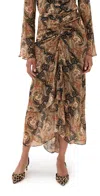 Veronica Beard Sira Paisley Print Ruffle Silk High-low Skirt In Brown