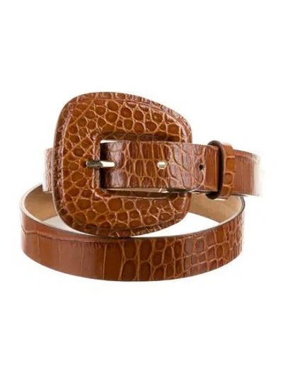 Pre-owned Veronica Beard Skinny Alligator Belt In Brown