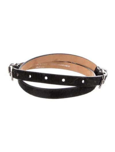Pre-owned Veronica Beard Skinny Belt In Black