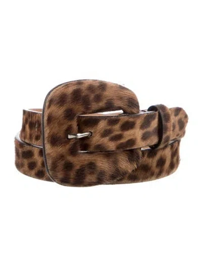 Pre-owned Veronica Beard Skinny Calf Hair Waist Belt In Brown