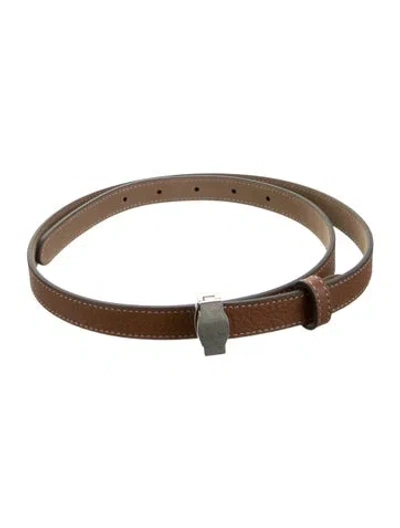 Pre-owned Veronica Beard Skinny Leather Belt In Brown