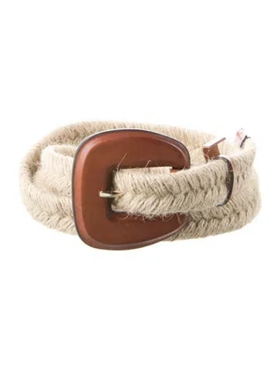 Pre-owned Veronica Beard Skinny Straw Belt In Brown