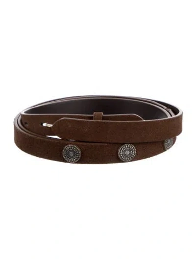 Pre-owned Veronica Beard Skinny Suede Belt In Brown