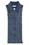 Veronica Beard Slate Denim Rhinestone Dickey In Blue