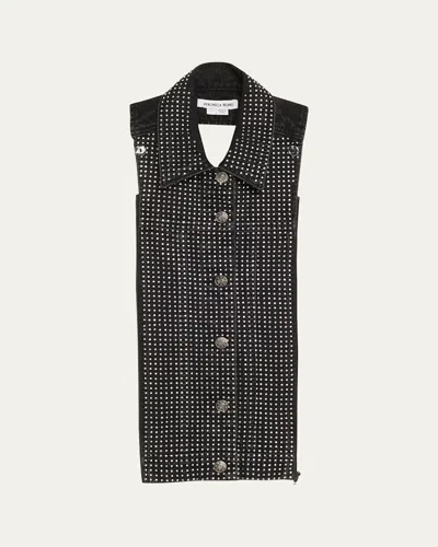 Veronica Beard Slate Rhinestone Denim Dickey In Black