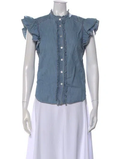 Pre-owned Veronica Beard Sleeveless Button-up Top In Blue