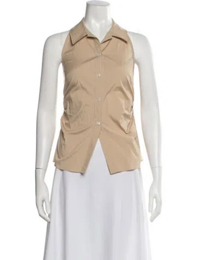 Pre-owned Veronica Beard Sleeveless Button-up Top In Brown