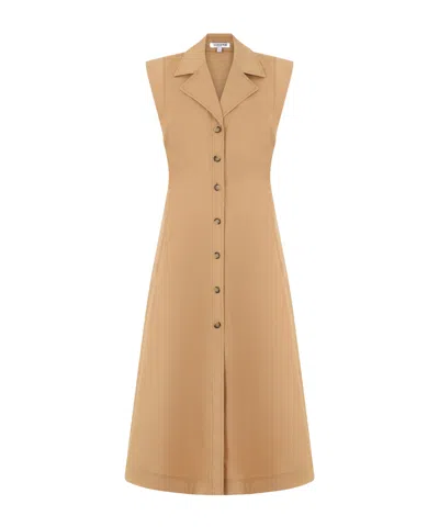 Veronica Beard Sleeveless Button-down Midi Dress In Neutral