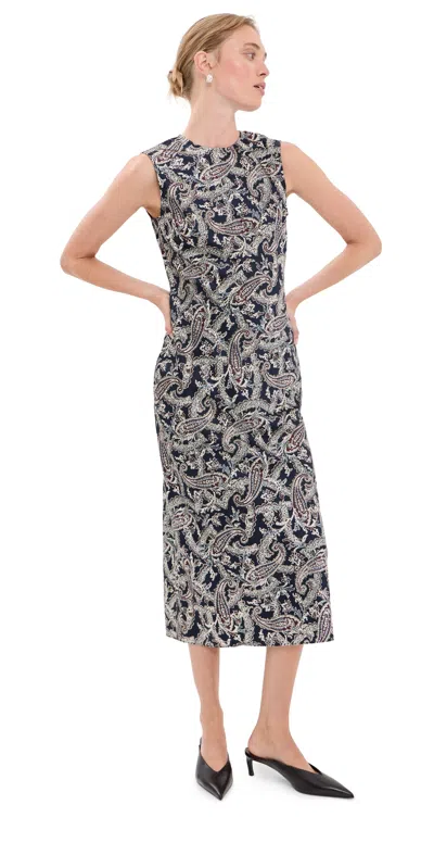 Veronica Beard Sleeveless Midi Gemma Dress Navy Multi